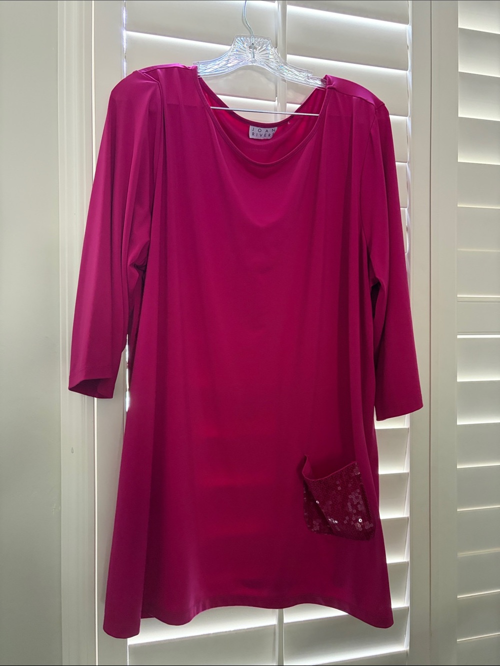 Joan Rivers Fuchsia Women's Tunic with Sequin Pocket